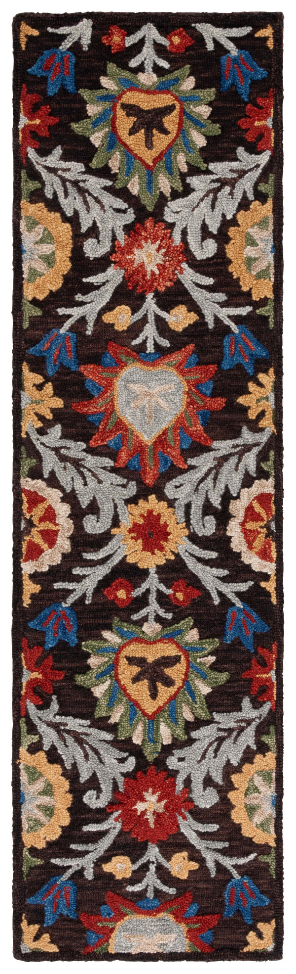 Safavieh Blossom Hand-tufted Charcoal And Tangerine Rug - Exquisite Artistry For Timeless Home Elegance Brown ,Orange 80% Wool 20% Cotton Blm565t-8