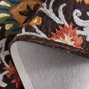 Safavieh Blossom Hand-tufted Charcoal And Tangerine Rug - Exquisite Artistry For Timeless Home Elegance Brown ,Orange 80% Wool 20% Cotton Blm565t-8