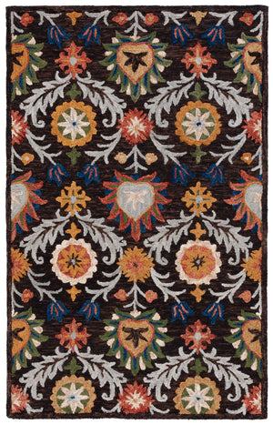Safavieh Blossom Hand-tufted Charcoal And Tangerine Rug - Exquisite Artistry For Timeless Home Elegance Brown ,Orange 80% Wool 20% Cotton Blm565t-8