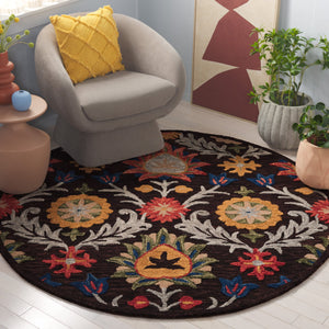 Safavieh Blossom Hand-tufted Charcoal And Tangerine Rug - Exquisite Artistry For Timeless Home Elegance Brown ,Orange 80% Wool 20% Cotton Blm565t-8