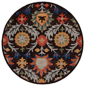 Safavieh Blossom Hand-tufted Charcoal And Tangerine Rug - Exquisite Artistry For Timeless Home Elegance Brown ,Orange 80% Wool 20% Cotton Blm565t-8