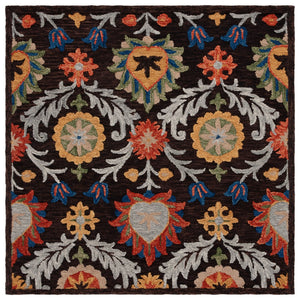 Safavieh Blossom Hand-tufted Charcoal And Tangerine Rug - Exquisite Artistry For Timeless Home Elegance Brown ,Orange 80% Wool 20% Cotton Blm565t-8