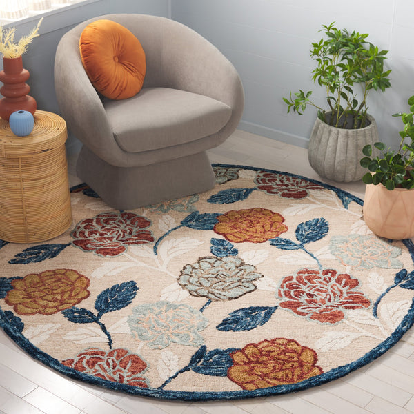 Safavieh Blossom Hand-tufted Area Rug – Luxurious Floral Design From India, Crafted With 80% Wool & Cotton Blend Beige ,Red 80% Wool 20% Cotton Blm566b-6sq