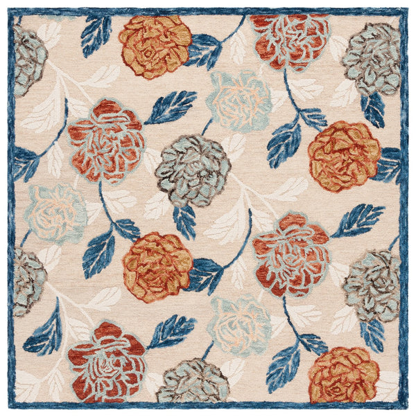 Safavieh Blossom Hand-tufted Area Rug – Luxurious Floral Design From India, Crafted With 80% Wool & Cotton Blend Beige ,Red 80% Wool 20% Cotton Blm566b-6sq