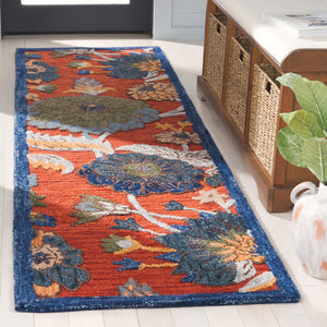 Safavieh Blossom Hand-tufted Area Rug - Elegant Floral Motif In Vibrant Hues For A Cozy Home Atmosphere Orange ,Blue 80% Wool 20% Cotton Blm567p-4