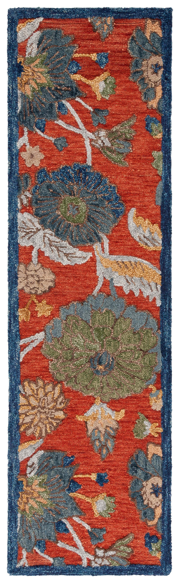 Safavieh Blossom Hand-tufted Area Rug - Elegant Floral Motif In Vibrant Hues For A Cozy Home Atmosphere Orange ,Blue 80% Wool 20% Cotton Blm567p-4