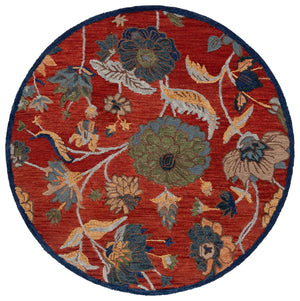 Safavieh Blossom Exquisite Floral Area Rug - Handcrafted Wool & Cotton Blend For Timeless Home Elegance Orange ,Blue 80% Wool 20% Cotton Blm567p-28