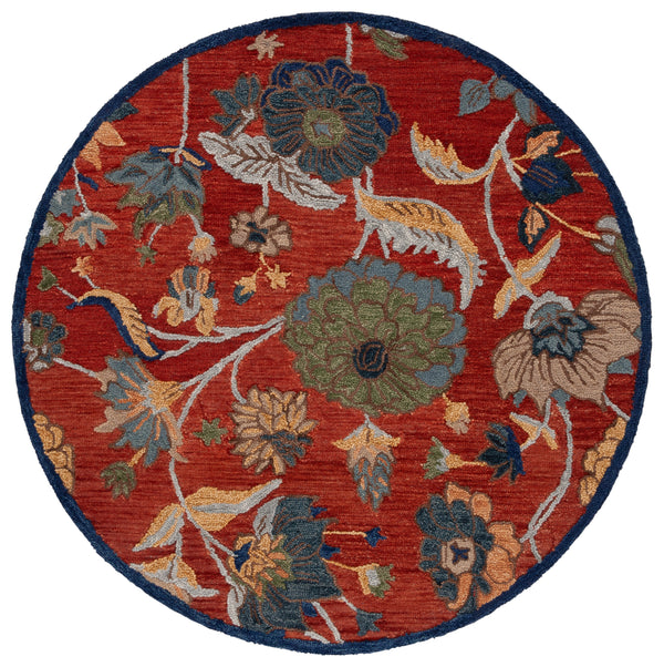 Safavieh Blossom Hand-tufted Area Rug - Elegant Floral Motif In Vibrant Hues For A Cozy Home Atmosphere Orange ,Blue 80% Wool 20% Cotton Blm567p-4