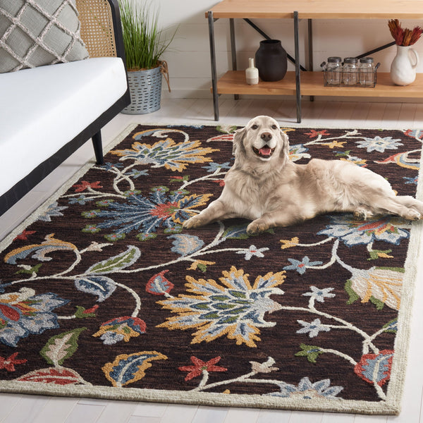 Safavieh Blossom Hand-tufted Area Rug - Luxurious Floral Design To Elevate Your Home Décor With Comfort Brown ,Yellow 80% Wool 20% Cotton Blm568t-6sq