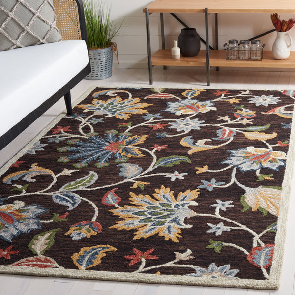 Safavieh Blossom Hand-tufted Area Rug - Luxurious Floral Design To Elevate Your Home Décor With Comfort Brown ,Yellow 80% Wool 20% Cotton Blm568t-6sq