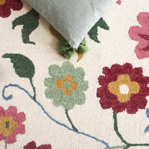 Safavieh Blossom Exquisite Floral Area Rug - Hand-tufted Luxury Wool And Cotton For Timeless Elegance Ivory ,Red 80% Wool,20% Cotton Blm569a-8