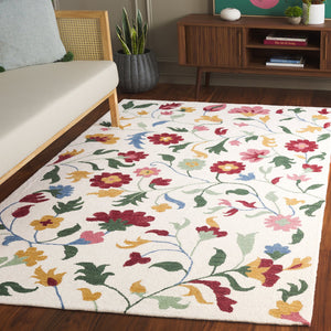 Safavieh Blossom Exquisite Floral Area Rug - Hand-tufted Luxury Wool And Cotton For Timeless Elegance Ivory ,Red 80% Wool,20% Cotton Blm569a-8