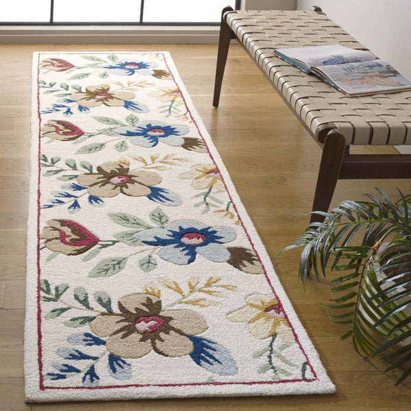 Safavieh Blossom Hand-tufted Floral Area Rug - Luxurious Wool & Cotton Blend For Timeless Elegance In Any Room Ivory ,Blue 80% Wool,20% Cotton Blm571a-28