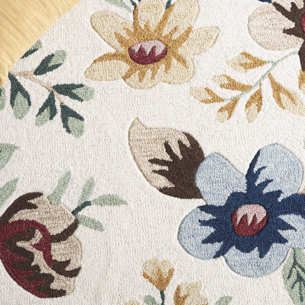 Safavieh Blossom Hand-tufted Floral Area Rug - Luxurious Wool & Cotton Blend For Timeless Elegance In Any Room Ivory ,Blue 80% Wool,20% Cotton Blm571a-28