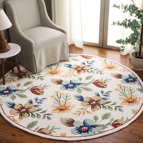 Safavieh Blossom Hand-tufted Floral Area Rug - Luxurious Wool & Cotton Blend For Timeless Elegance In Any Room Ivory ,Blue 80% Wool,20% Cotton Blm571a-28