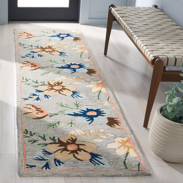 Safavieh Blossom Hand-tufted Floral Area Rug - Luxurious Wool & Cotton Blend For Timeless Elegance In Any Room Grey ,Blue 80% Wool,20% Cotton Blm571f-28