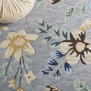 Safavieh Blossom Hand-tufted Floral Area Rug - Luxurious Wool & Cotton Blend For Timeless Elegance In Any Room Grey ,Blue 80% Wool,20% Cotton Blm571f-28