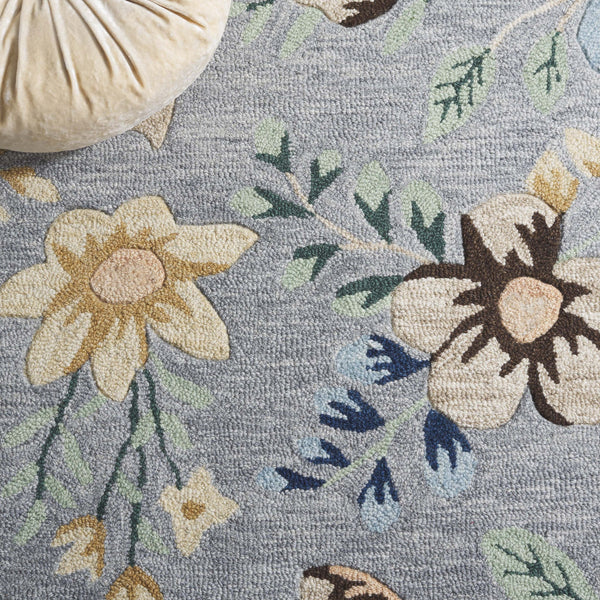 Safavieh Blossom Hand-tufted Floral Area Rug - Luxurious Wool & Cotton Blend For Timeless Elegance In Any Room Grey ,Blue 80% Wool,20% Cotton Blm571f-28