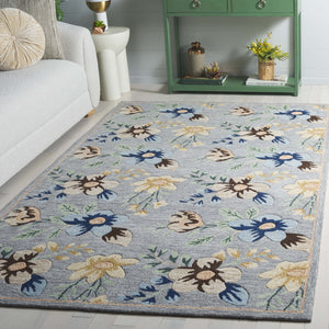 Safavieh Blossom Hand-tufted Floral Area Rug - Luxurious Wool & Cotton Blend For Timeless Elegance In Any Room Grey ,Blue 80% Wool,20% Cotton Blm571f-28