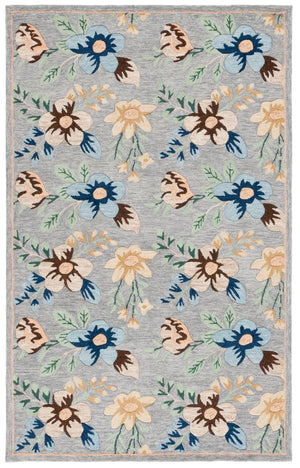 Safavieh Blossom Hand-tufted Floral Area Rug - Luxurious Wool & Cotton Blend For Timeless Elegance In Any Room Grey ,Blue 80% Wool,20% Cotton Blm571f-28