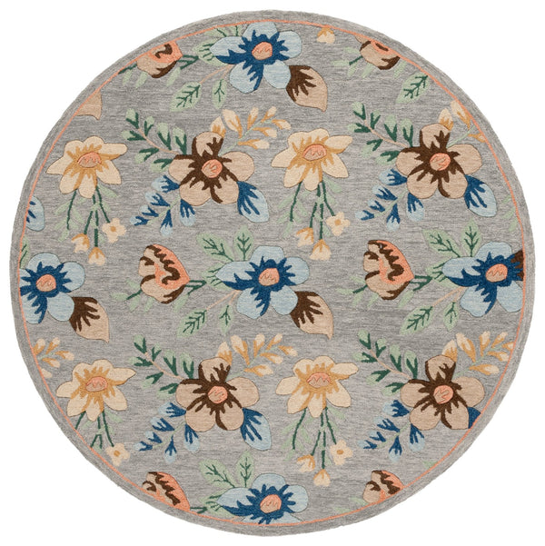 Safavieh Blossom Hand-tufted Floral Area Rug - Luxurious Wool & Cotton Blend For Timeless Elegance In Any Room Grey ,Blue 80% Wool,20% Cotton Blm571f-28