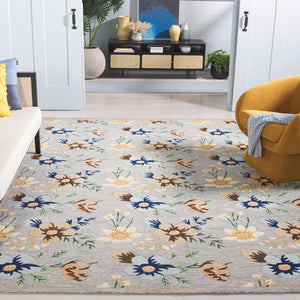 Safavieh Blossom Hand-tufted Floral Area Rug - Luxurious Wool & Cotton Blend For Timeless Elegance In Any Room Grey ,Blue 80% Wool,20% Cotton Blm571f-28