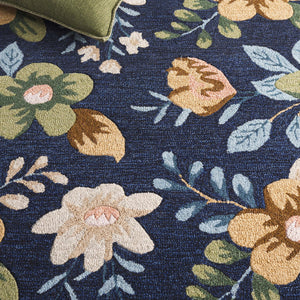 Safavieh Blossom Hand-tufted Floral Area Rug - Luxurious Wool & Cotton Blend For Timeless Elegance In Any Room Navy ,Green 80% Wool,20% Cotton Blm571n-4