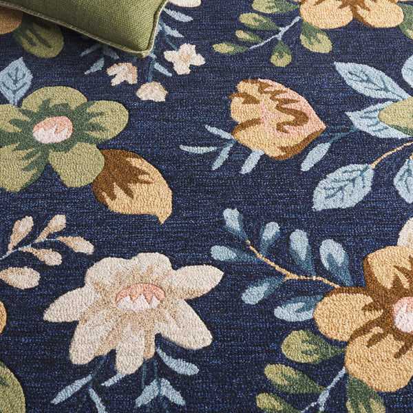 Safavieh Blossom Hand-tufted Floral Area Rug - Luxurious Wool & Cotton Blend For Timeless Elegance In Any Room Navy ,Green 80% Wool,20% Cotton Blm571n-4