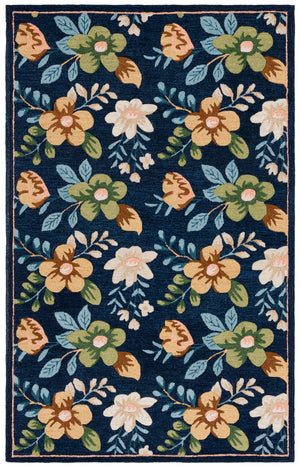 Safavieh Blossom Hand-tufted Floral Area Rug - Luxurious Wool & Cotton Blend For Timeless Elegance In Any Room Navy ,Green 80% Wool,20% Cotton Blm571n-4