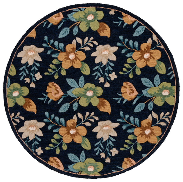 Safavieh Blossom Hand-tufted Floral Area Rug - Luxurious Wool & Cotton Blend For Timeless Elegance In Any Room Navy ,Green 80% Wool,20% Cotton Blm571n-4