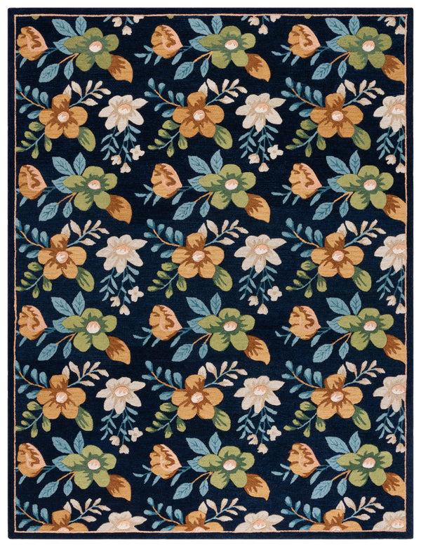 Safavieh Blossom Hand-tufted Floral Area Rug - Luxurious Wool & Cotton Blend For Timeless Elegance In Any Room Navy ,Green 80% Wool,20% Cotton Blm571n-4