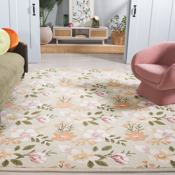 Safavieh Blossom Hand-tufted Floral Area Rug - Luxurious Wool & Cotton Blend For Timeless Elegance In Any Room Sage ,Ivory 80% Wool,20% Cotton Blm571w-28