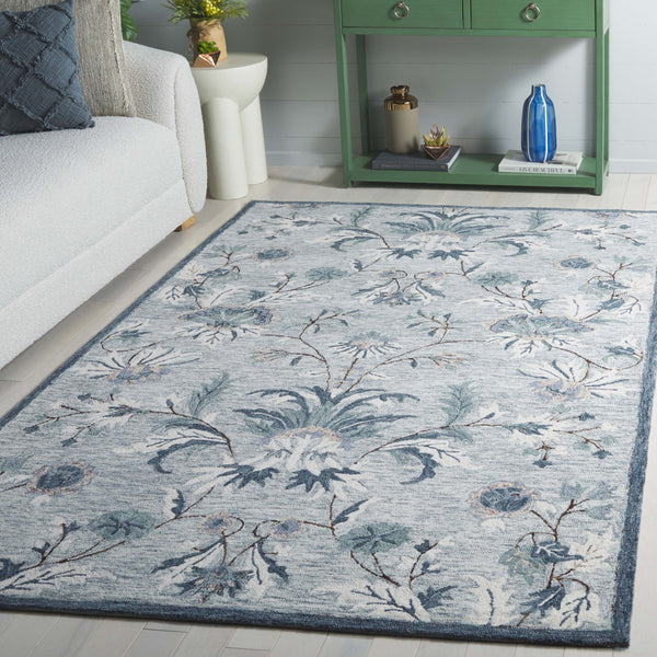 Safavieh Blossom Hand-tufted Wool & Cotton Floral Area Rug - Elegant Grey And Ivory Design For Home Décor Grey ,Ivory 80% Wool,20% Cotton Blm572f-4
