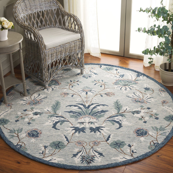 Safavieh Blossom Hand-tufted Wool & Cotton Floral Area Rug - Elegant Grey And Ivory Design For Home Décor Grey ,Ivory 80% Wool,20% Cotton Blm572f-4