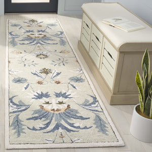 Safavieh Blossom Hand-tufted Wool & Cotton Floral Area Rug - Elegant Grey And Ivory Design For Home Décor Sage ,Blue 80% Wool,20% Cotton Blm572w-8