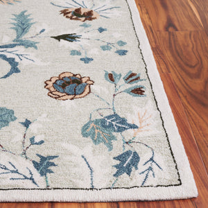 Safavieh Blossom Hand-tufted Wool & Cotton Floral Area Rug - Elegant Grey And Ivory Design For Home Décor Sage ,Blue 80% Wool,20% Cotton Blm572w-8