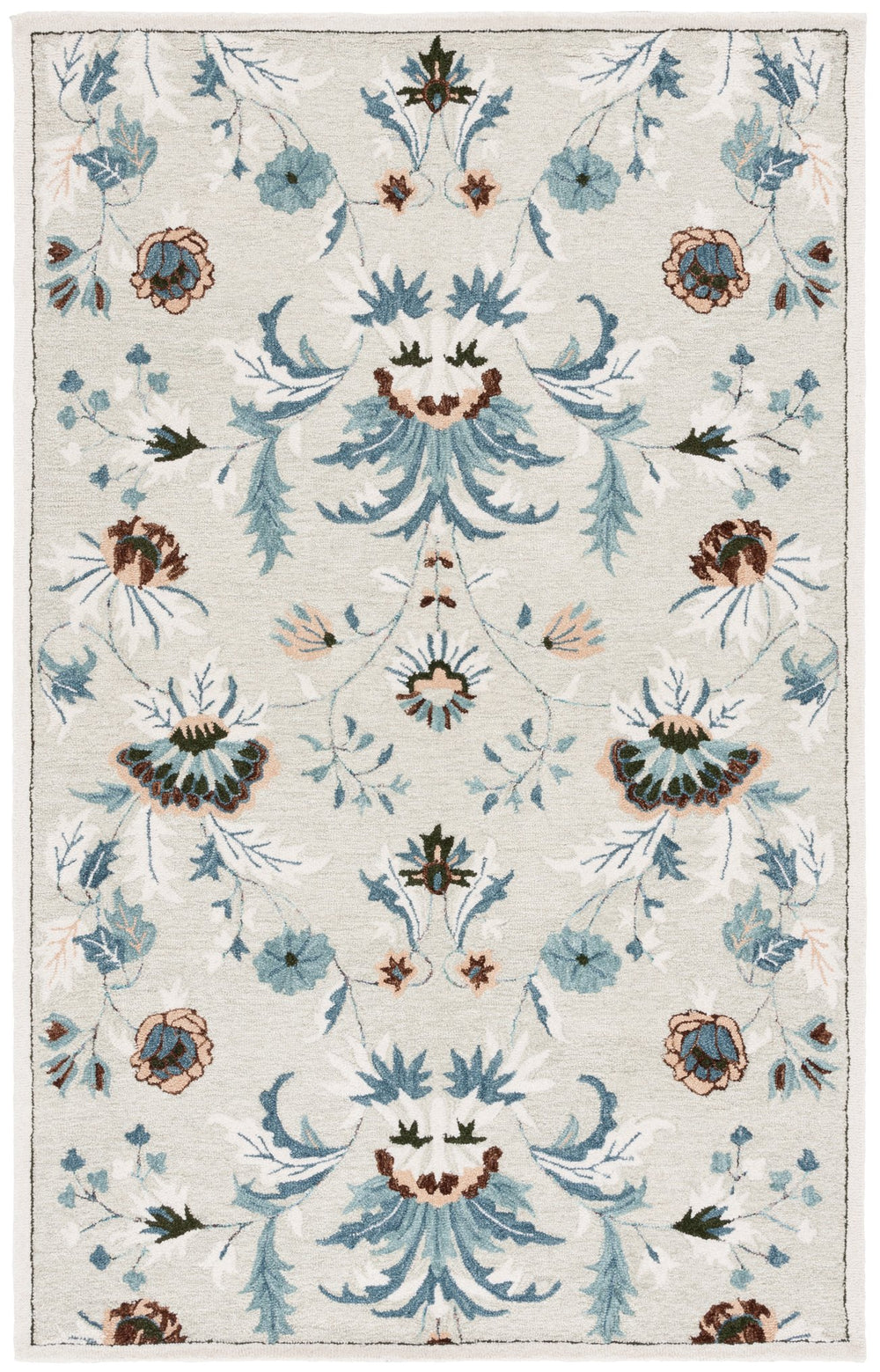 Safavieh Blossom Hand-tufted Wool & Cotton Floral Area Rug - Elegant Grey And Ivory Design For Home Décor Sage ,Blue 80% Wool,20% Cotton Blm572w-8