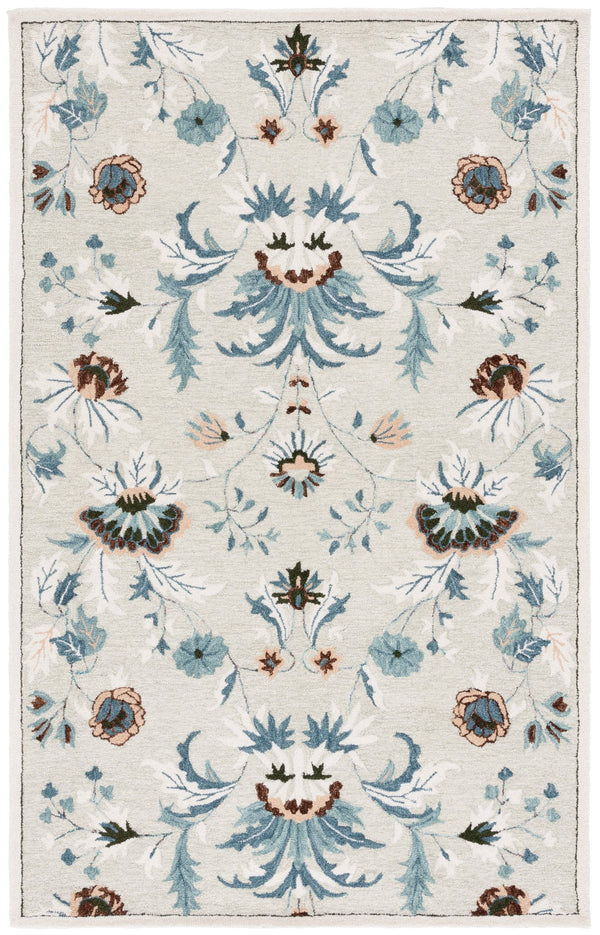 Safavieh Blossom Hand-tufted Wool & Cotton Floral Area Rug - Elegant Grey And Ivory Design For Home Décor Sage ,Blue 80% Wool,20% Cotton Blm572w-8