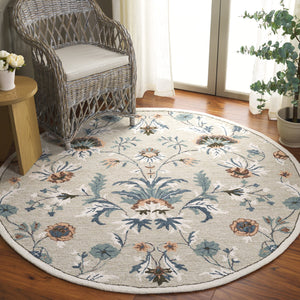 Safavieh Blossom Hand-tufted Wool & Cotton Floral Area Rug - Elegant Grey And Ivory Design For Home Décor Sage ,Blue 80% Wool,20% Cotton Blm572w-8