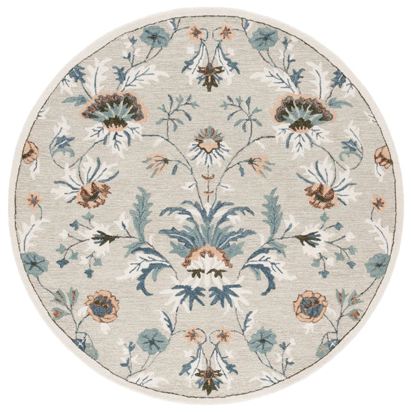 Safavieh Blossom Hand-tufted Wool & Cotton Floral Area Rug - Elegant Grey And Ivory Design For Home Décor Sage ,Blue 80% Wool,20% Cotton Blm572w-8