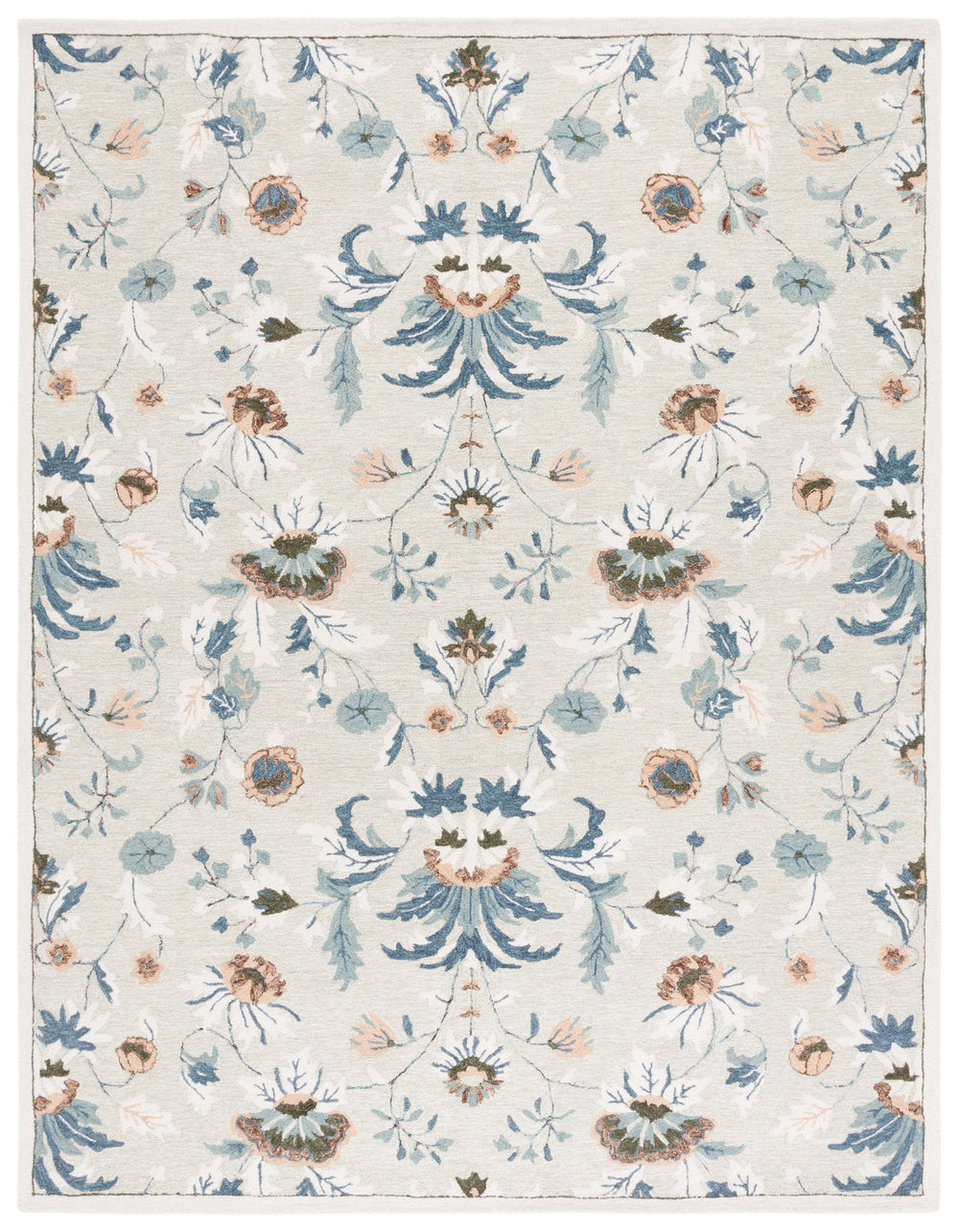 Safavieh Blossom Hand-tufted Wool & Cotton Floral Area Rug - Elegant Grey And Ivory Design For Home Décor Sage ,Blue 80% Wool,20% Cotton Blm572w-8