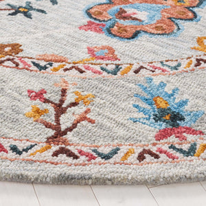 Safavieh Blossom 685 Hand Tufted 80% Wool 20% Cotton Floral Rug Grey / Red BLM685F-8