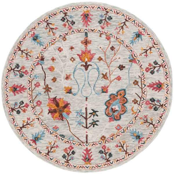 Safavieh Blossom 685 Hand Tufted 80% Wool 20% Cotton Floral Rug Grey / Red BLM685F-8