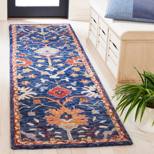 Safavieh Blossom 686 Hand Tufted 80% Wool 20% Cotton Floral Rug Blue / Red BLM686M-8