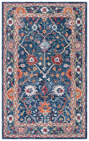 Safavieh Blossom 686 Hand Tufted 80% Wool 20% Cotton Floral Rug Blue / Red BLM686M-8