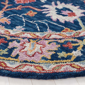 Safavieh Blossom 686 Hand Tufted 80% Wool 20% Cotton Floral Rug Blue / Red BLM686M-8