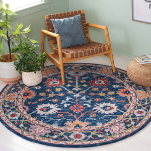 Safavieh Blossom 686 Hand Tufted 80% Wool 20% Cotton Floral Rug Blue / Red BLM686M-8