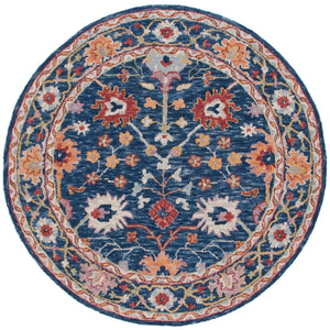 Safavieh Blossom 686 Hand Tufted 80% Wool 20% Cotton Floral Rug Blue / Red BLM686M-8