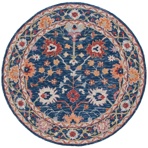 Safavieh Blossom 686 Hand Tufted 80% Wool 20% Cotton Floral Rug Blue / Red BLM686M-8