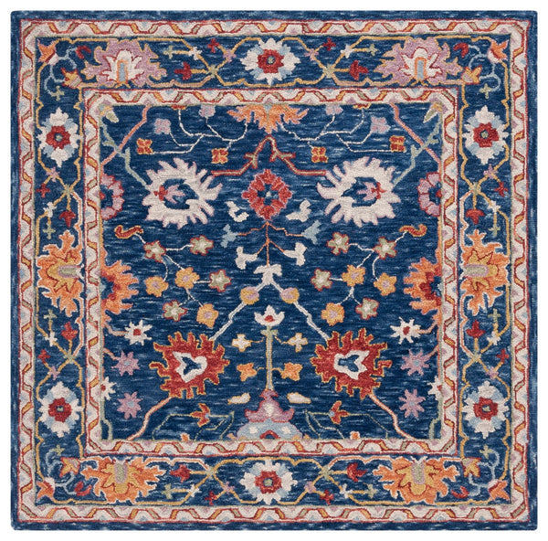 Safavieh Blossom 686 Hand Tufted 80% Wool 20% Cotton Floral Rug Blue / Red BLM686M-8